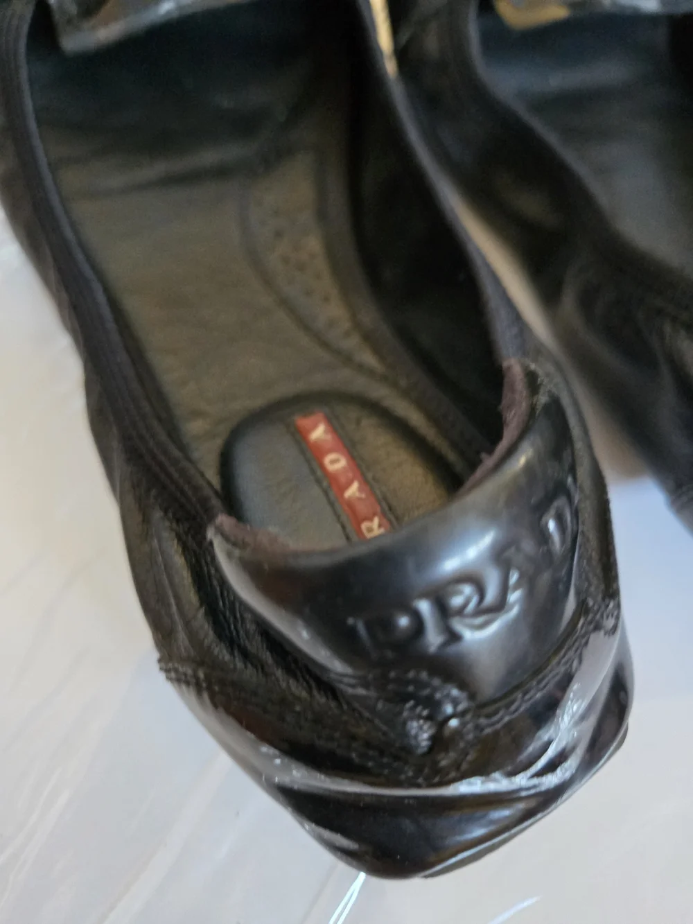 Prada Women's Black Patent & Leather Ballet Loafer